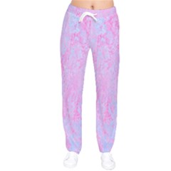  Texture Pink Light Blue Women velvet Drawstring Pants