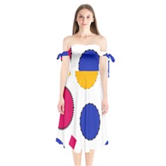 Circles Shoulder Tie Bardot Midi Dress by nateshop