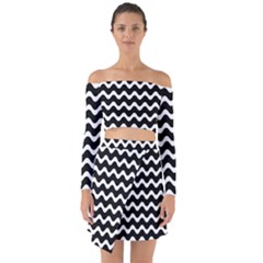 Wave-black White Off Shoulder Top With Skirt Set by nateshop