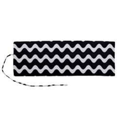 Wave-black White Roll Up Canvas Pencil Holder (m) by nateshop