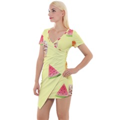 Ice-cream Short Sleeve Asymmetric Mini Dress