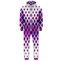 Pattern-box Purple White Hooded Jumpsuit (men) by nateshop