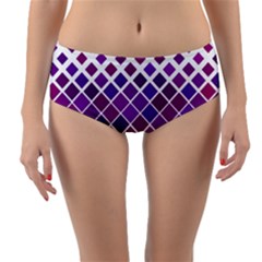 Pattern-box Purple White Reversible Mid-waist Bikini Bottoms by nateshop