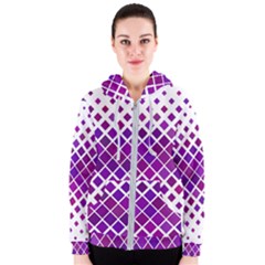 Pattern-box Purple White Women s Zipper Hoodie