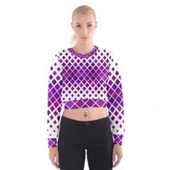 Pattern-box Purple White Cropped Sweatshirt by nateshop