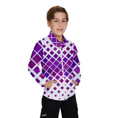 Pattern-box Purple White Kids  Windbreaker by nateshop