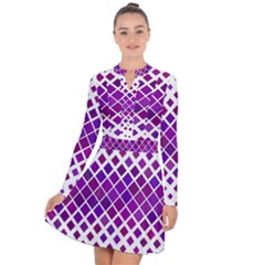 Pattern-box Purple White Long Sleeve Panel Dress by nateshop