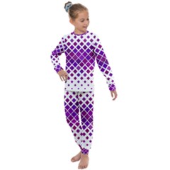 Pattern-box Purple White Kids  Long Sleeve Set  by nateshop