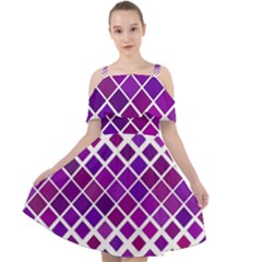 Pattern-box Purple White Cut Out Shoulders Chiffon Dress by nateshop