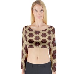 Pattern-flower Long Sleeve Crop Top by nateshop