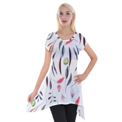 Watercolor-fruit Short Sleeve Side Drop Tunic by nateshop