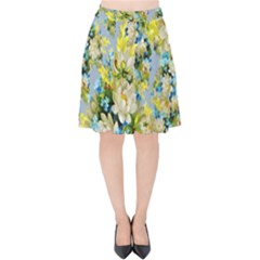 Background-flower White Velvet High Waist Skirt by nateshop