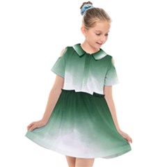 Watercolor-green White Kids  Short Sleeve Shirt Dress by nateshop