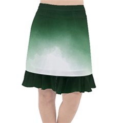 Watercolor-green White Fishtail Chiffon Skirt by nateshop