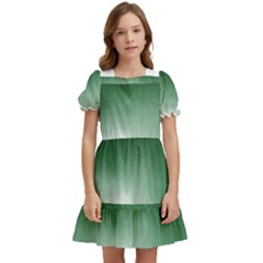 Watercolor-green White Kids  Puff Sleeved Dress by nateshop