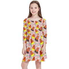 Kawaii Candy Corn Kids  Quarter Sleeve Skater Dress by LemonadeandFireflies