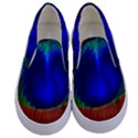 Red Peacock Plumage Fearher Bird Pattern Kids  Canvas Slip Ons View1