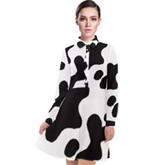 Cow Pattern Long Sleeve Chiffon Shirt Dress