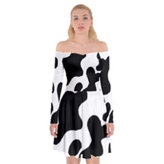 Cow Pattern Off Shoulder Skater Dress