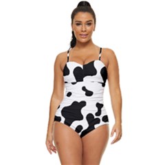 Cow Pattern Retro Full Coverage Swimsuit