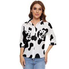 Cow Pattern Women s Quarter Sleeve Pocket Shirt