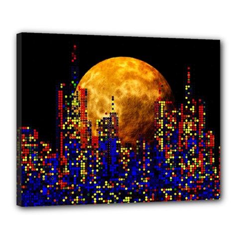 Skyline Frankfurt Abstract Moon Canvas 20  X 16  (stretched)