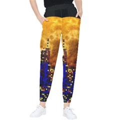 Skyline Frankfurt Abstract Moon Tapered Pants by Jancukart