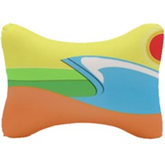 Waves-beach-sun-sea-water-sky Seat Head Rest Cushion by Jancukart