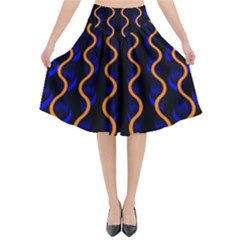 Pattern Abstract Wallpaper Waves Flared Midi Skirt by Jancukart