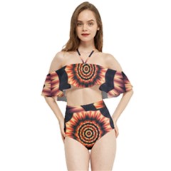Digital Art Art Artwork Abstract Halter Flowy Bikini Set 