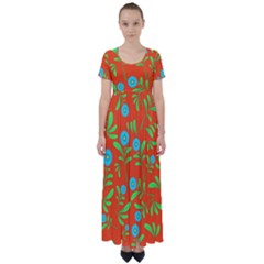 Background-texture-seamless-flowers High Waist Short Sleeve Maxi Dress by Jancukart