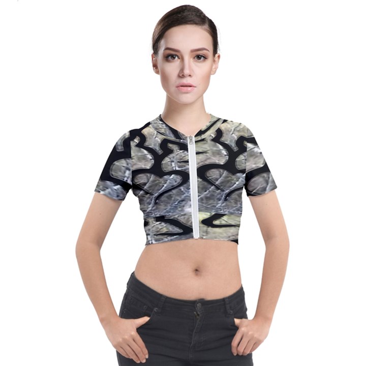 Black Love Browning Deer Camo Short Sleeve Cropped Jacket