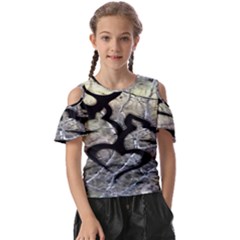 Black Love Browning Deer Camo Kids  Butterfly Cutout Tee