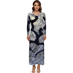 Black Love Browning Deer Camo Long Sleeve Velour Longline Maxi Dress