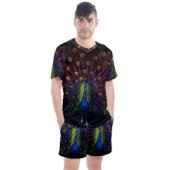 Beautiful Peacock Feather Men s Mesh Tee And Shorts Set