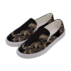 Animalsangry Male Lions Conflict Women s Canvas Slip Ons by Jancukart