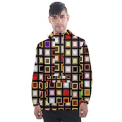 Squares-colorful-texture-modern-art Men s Front Pocket Pullover Windbreaker