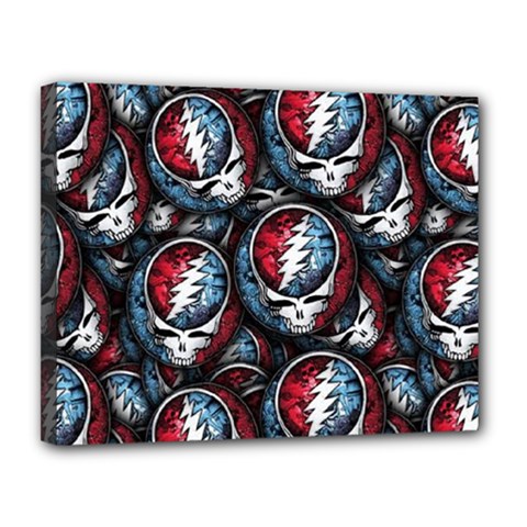 Grateful Dead Pattern Canvas 14  x 11  (Stretched)