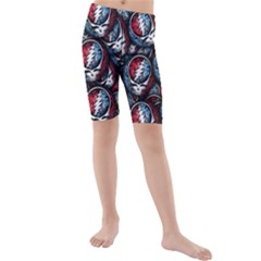 Grateful Dead Pattern Kids  Mid Length Swim Shorts