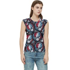 Grateful Dead Pattern Women s Raglan Cap Sleeve Tee