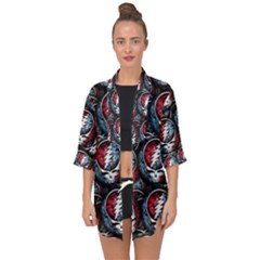 Grateful Dead Pattern Open Front Chiffon Kimono