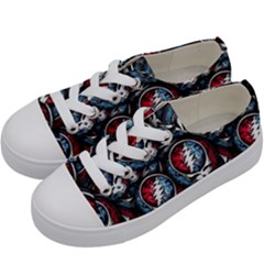 Grateful Dead Pattern Kids  Low Top Canvas Sneakers