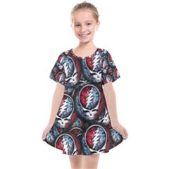 Grateful Dead Pattern Kids  Smock Dress by Jancukart