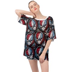 Grateful Dead Pattern Oversized Chiffon Top