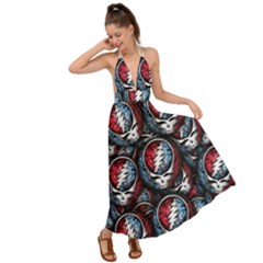 Grateful Dead Pattern Backless Maxi Beach Dress