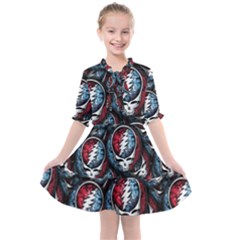 Grateful Dead Pattern Kids  All Frills Chiffon Dress