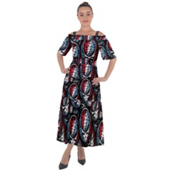 Grateful Dead Pattern Shoulder Straps Boho Maxi Dress 