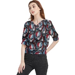 Grateful Dead Pattern Quarter Sleeve Blouse