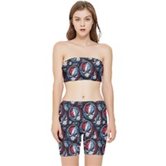 Grateful Dead Pattern Stretch Shorts and Tube Top Set