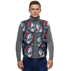 Grateful Dead Pattern Men s Short Button Up Puffer Vest	